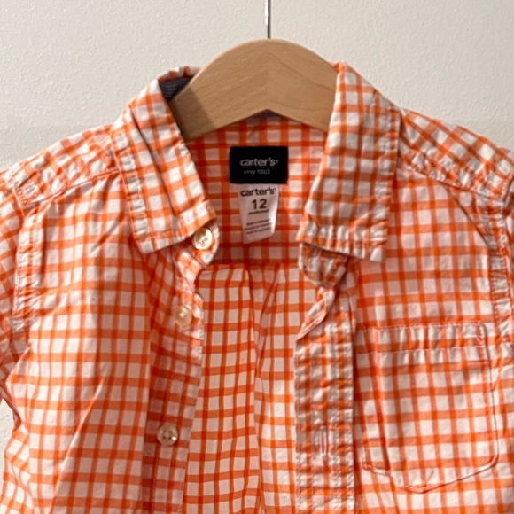Carter's Vibrant Orange Plaid Button-Down Shirt - Picture 2 of 3